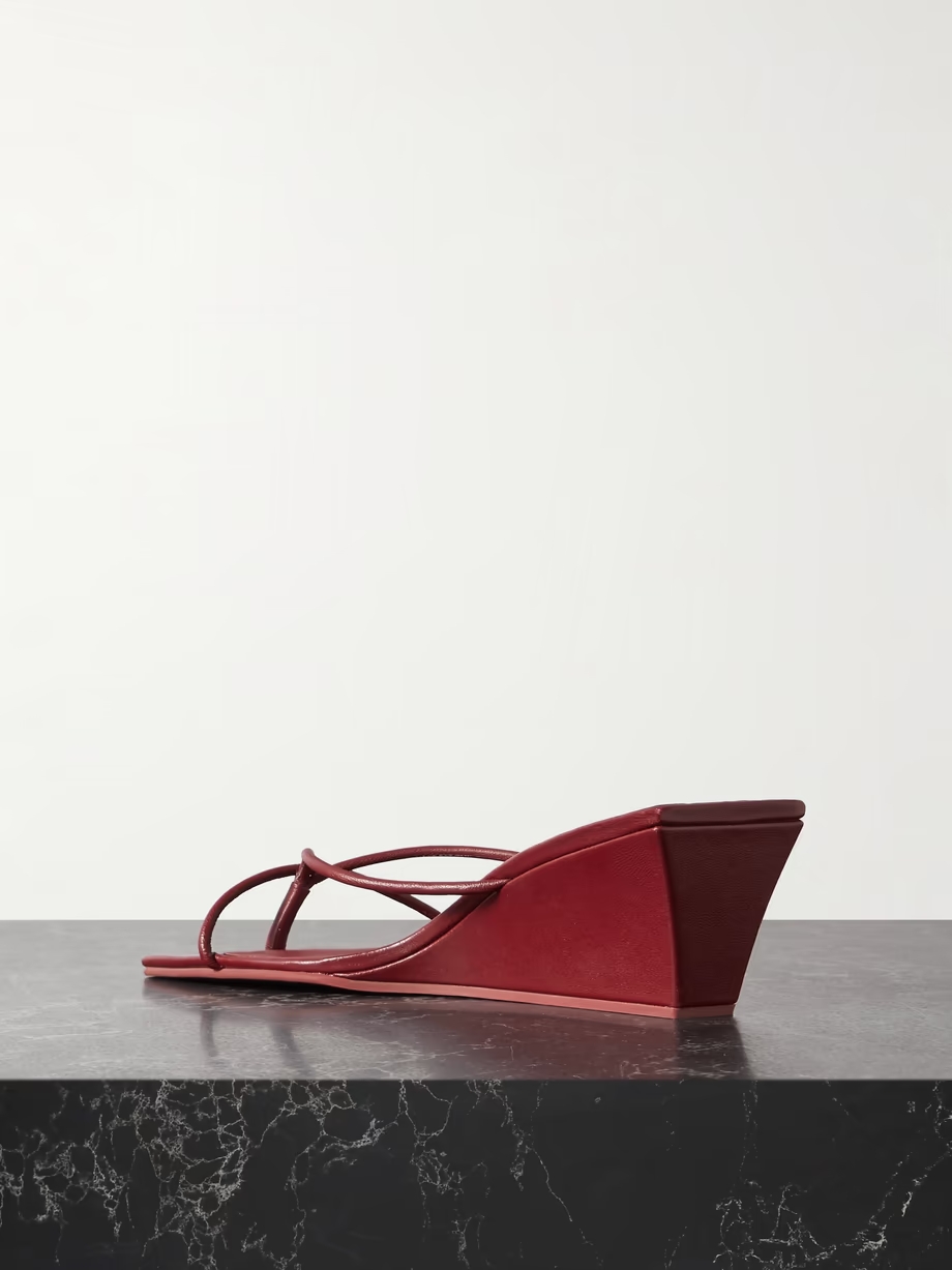 Leather wedge sandals