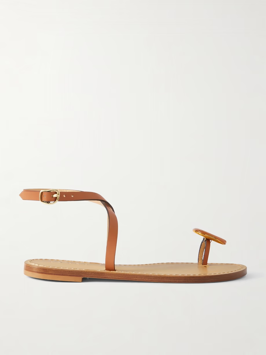 The Kigali agate-embellished leather sandals The Kigali agate-embellished leather sandals