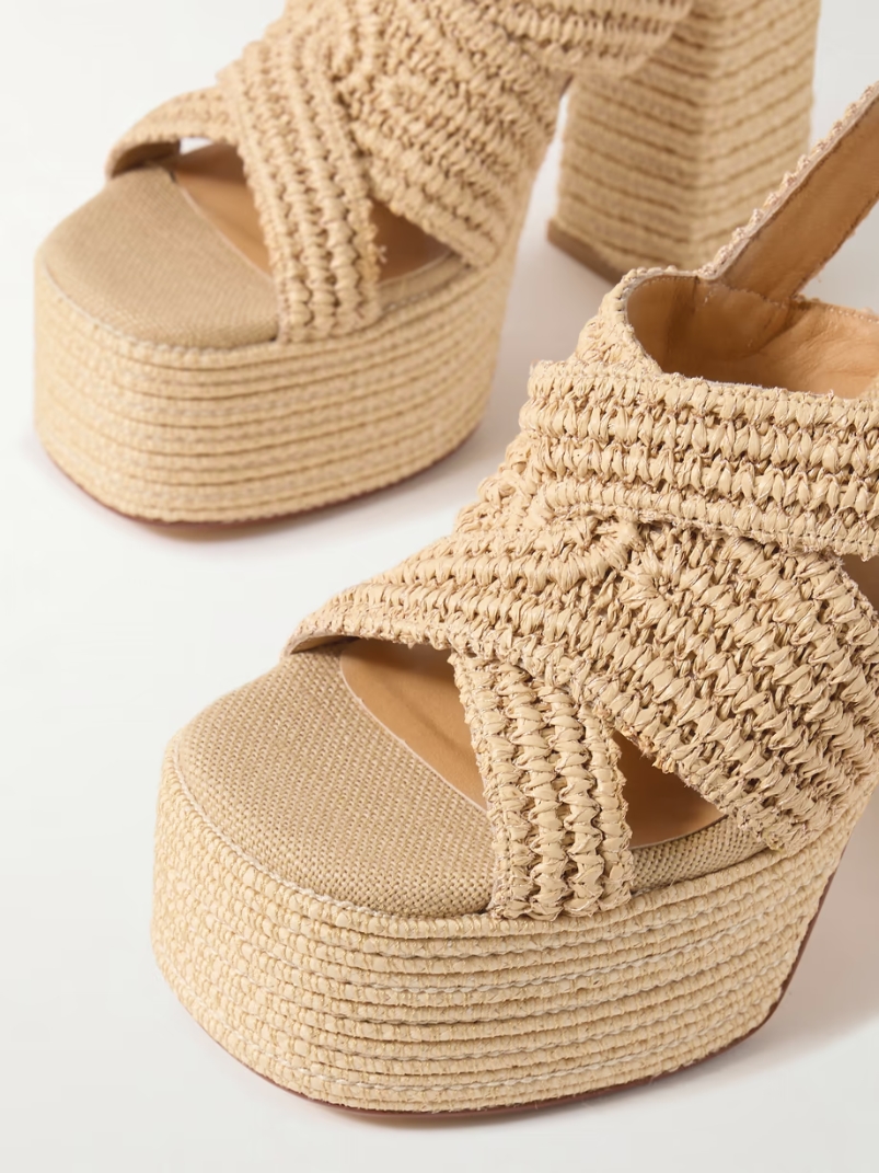 Fulvia 120 raffia platform sandals Fulvia 120 raffia platform sandals