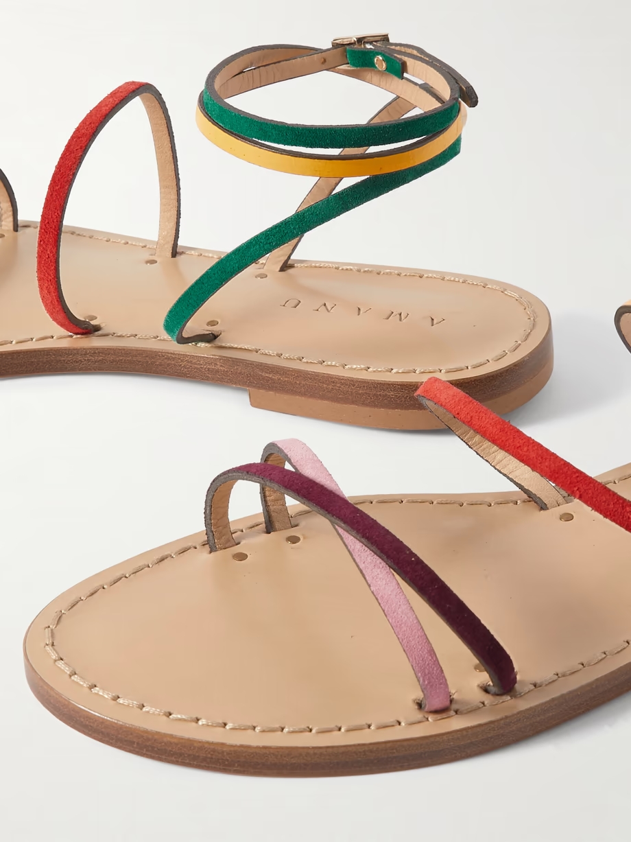 The Constantia leather-trimmed suede sandals The Constantia leather-trimmed suede sandals
