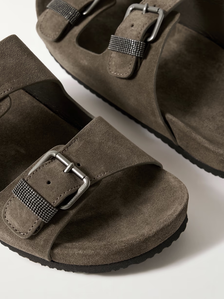 Bead-embellished suede sandals Bead-embellished suede sandals