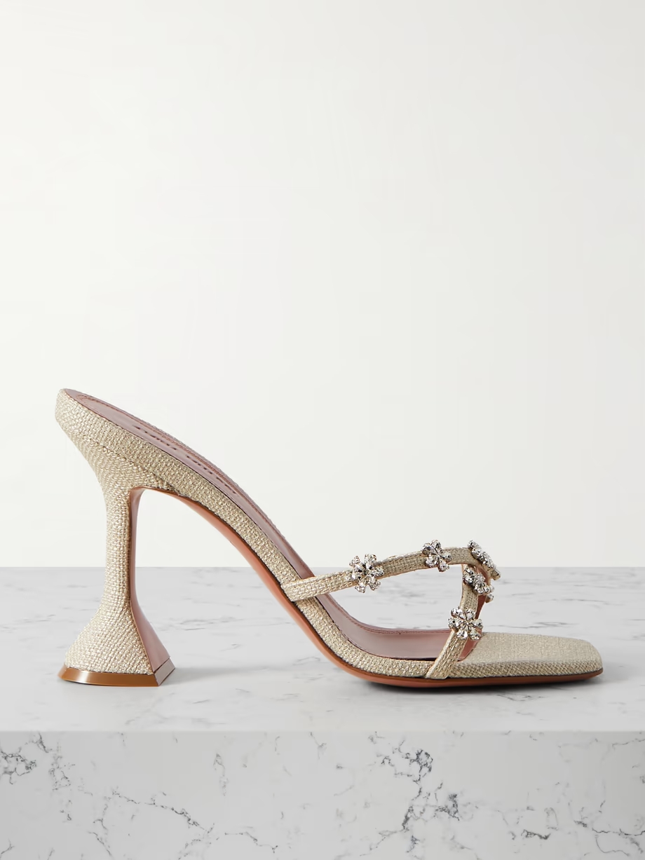 Lily crystal-embellished canvas mules Lily crystal-embellished canvas mules