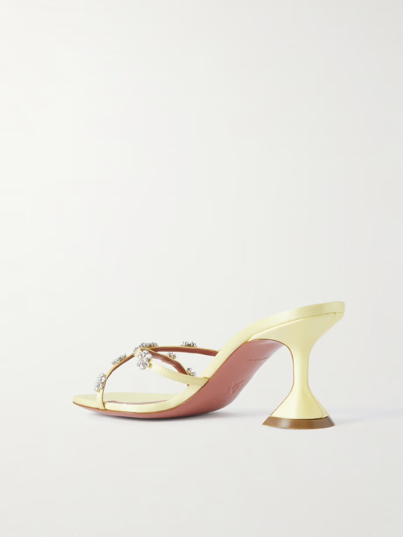 Lily crystal-embellished satin mules