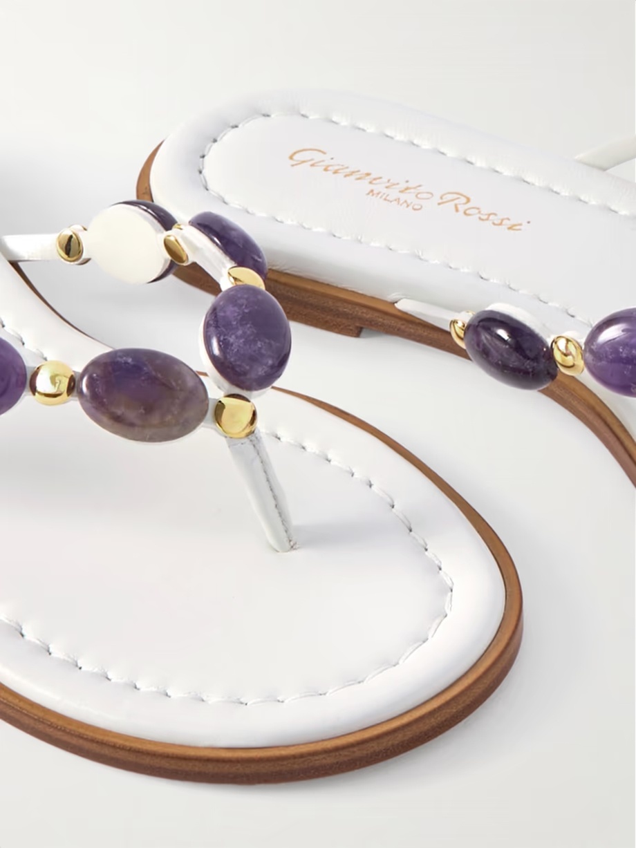 Shanti embellished leather flip flops Shanti embellished leather flip flops