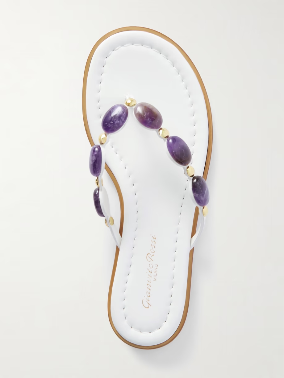 Shanti embellished leather flip flops Shanti embellished leather flip flops