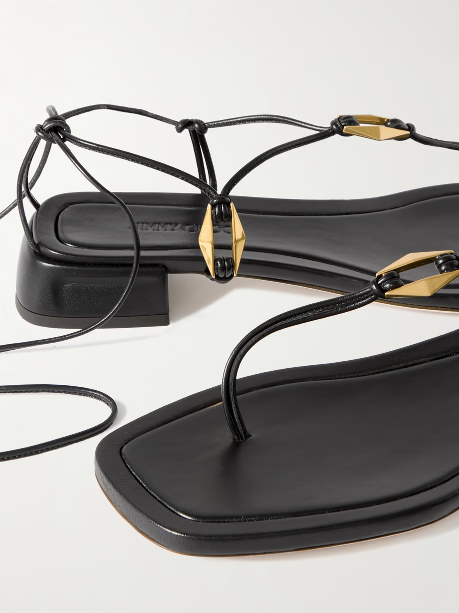 Onyxia embellished leather sandals Onyxia embellished leather sandals