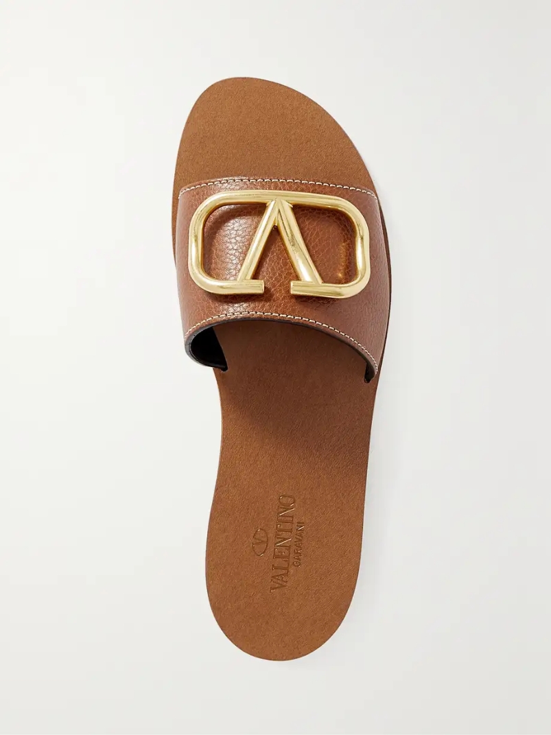 Valentino Garavani VLOGO textured-leather slides Valentino Garavani VLOGO textured-leather slides