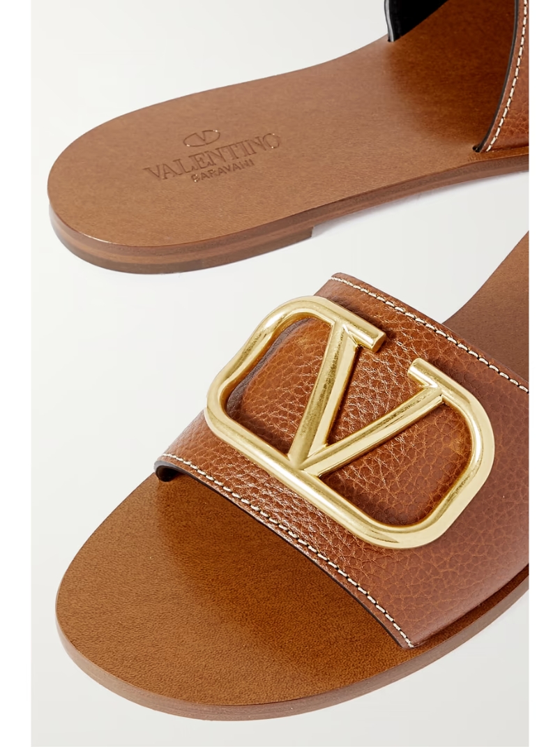 Valentino Garavani VLOGO textured-leather slides Valentino Garavani VLOGO textured-leather slides