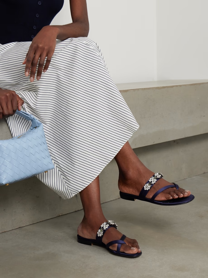 Perlusa crystal-embellished satin sandals Perlusa crystal-embellished satin sandals