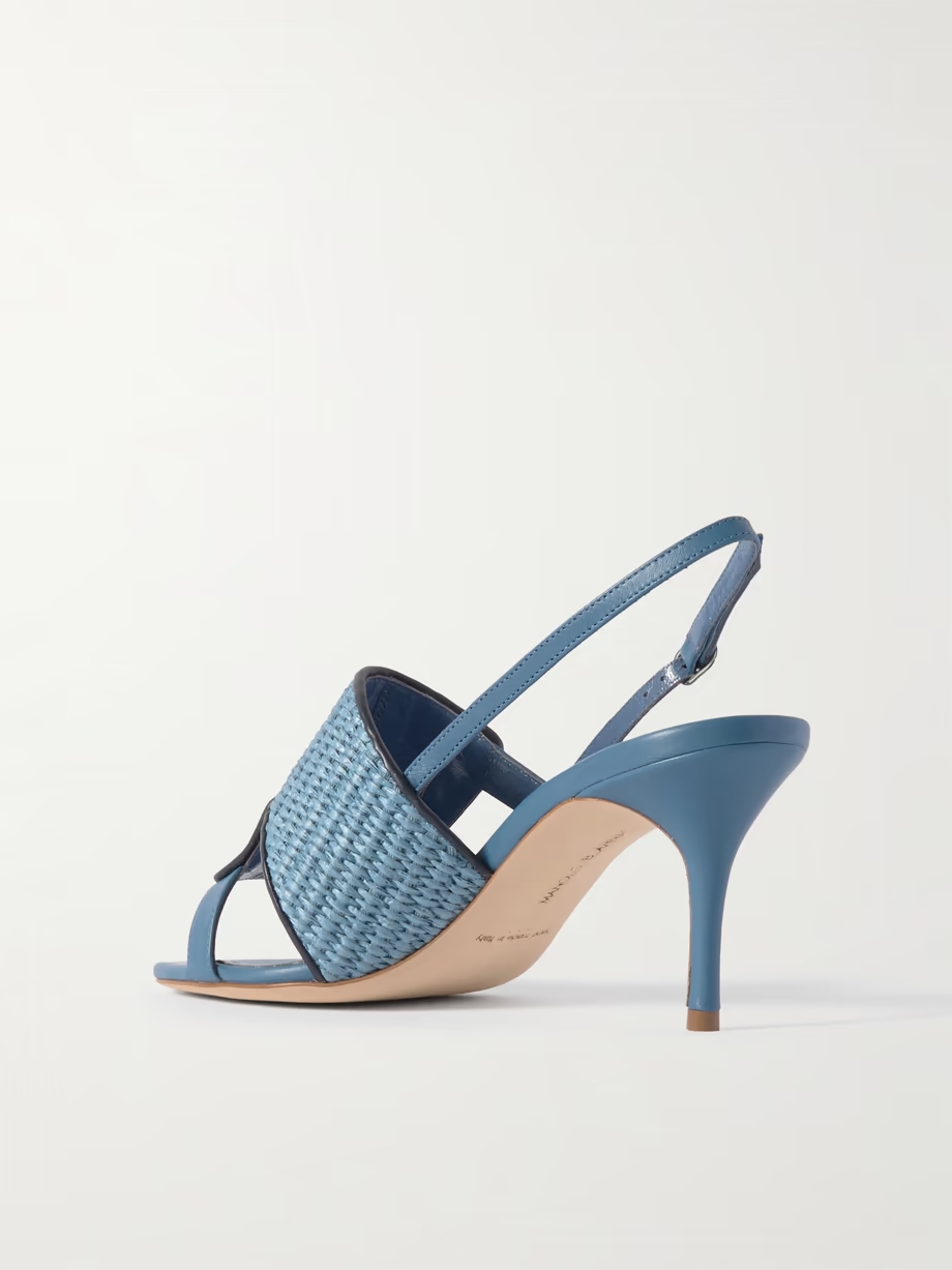 Fabiola 70 leather-trimmed raffia slingback sandals Fabiola 70 leather-trimmed raffia slingback sandals