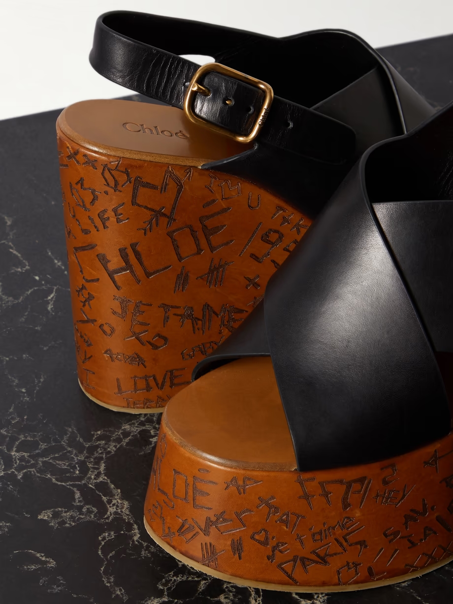 Maxime leather slingback platform wedge sandals Maxime leather slingback platform wedge sandals