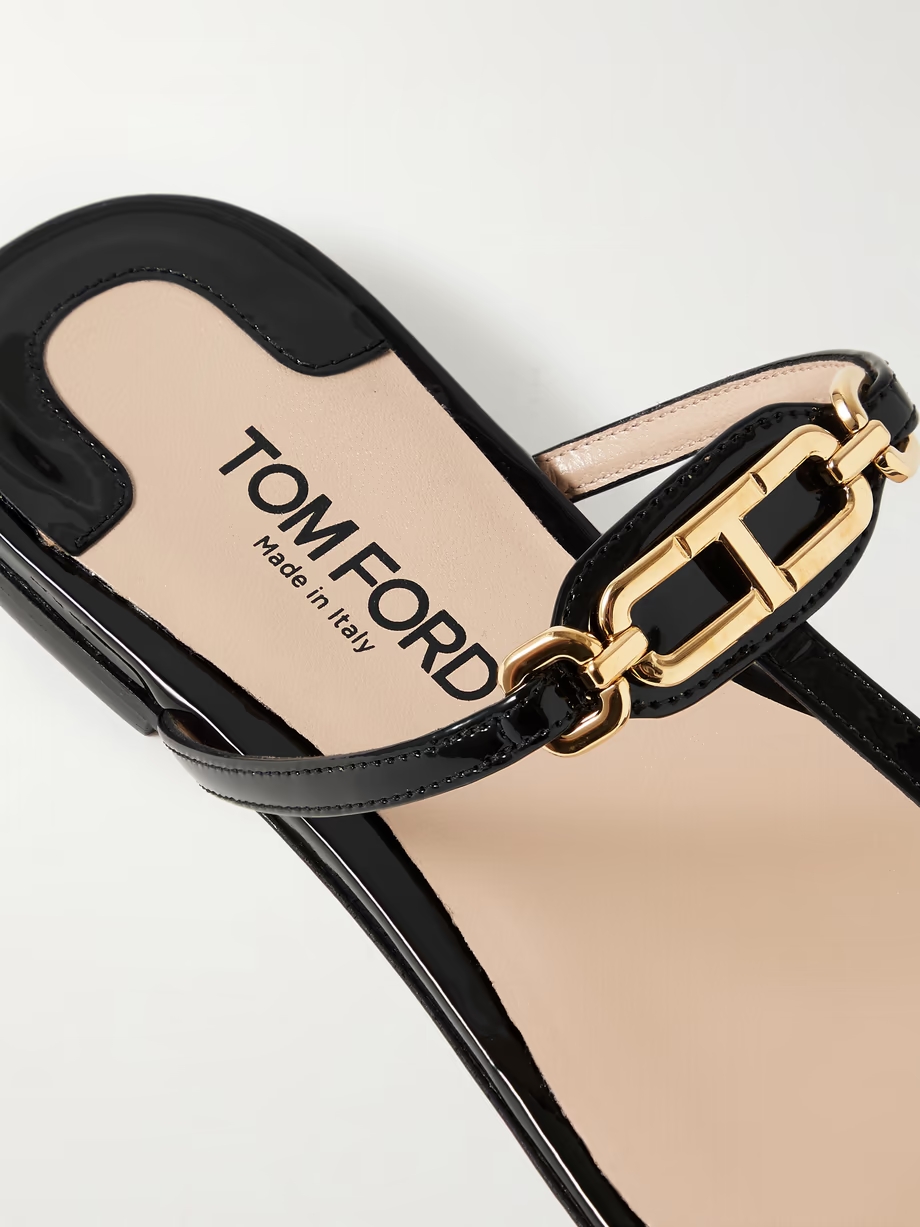 Whitney logo-embellished patent-leather sandals Whitney logo-embellished patent-leather sandals