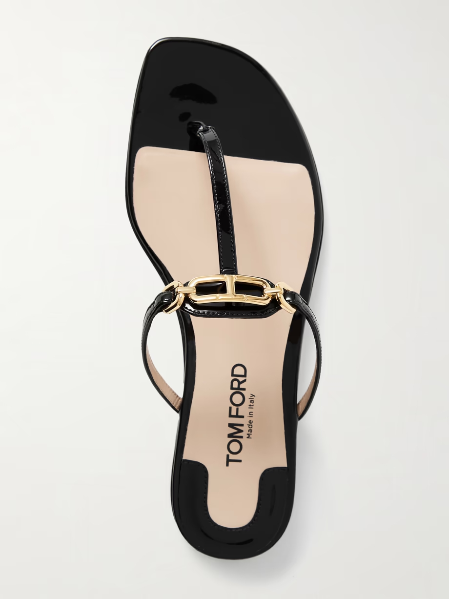 Whitney logo-embellished patent-leather sandals Whitney logo-embellished patent-leather sandals