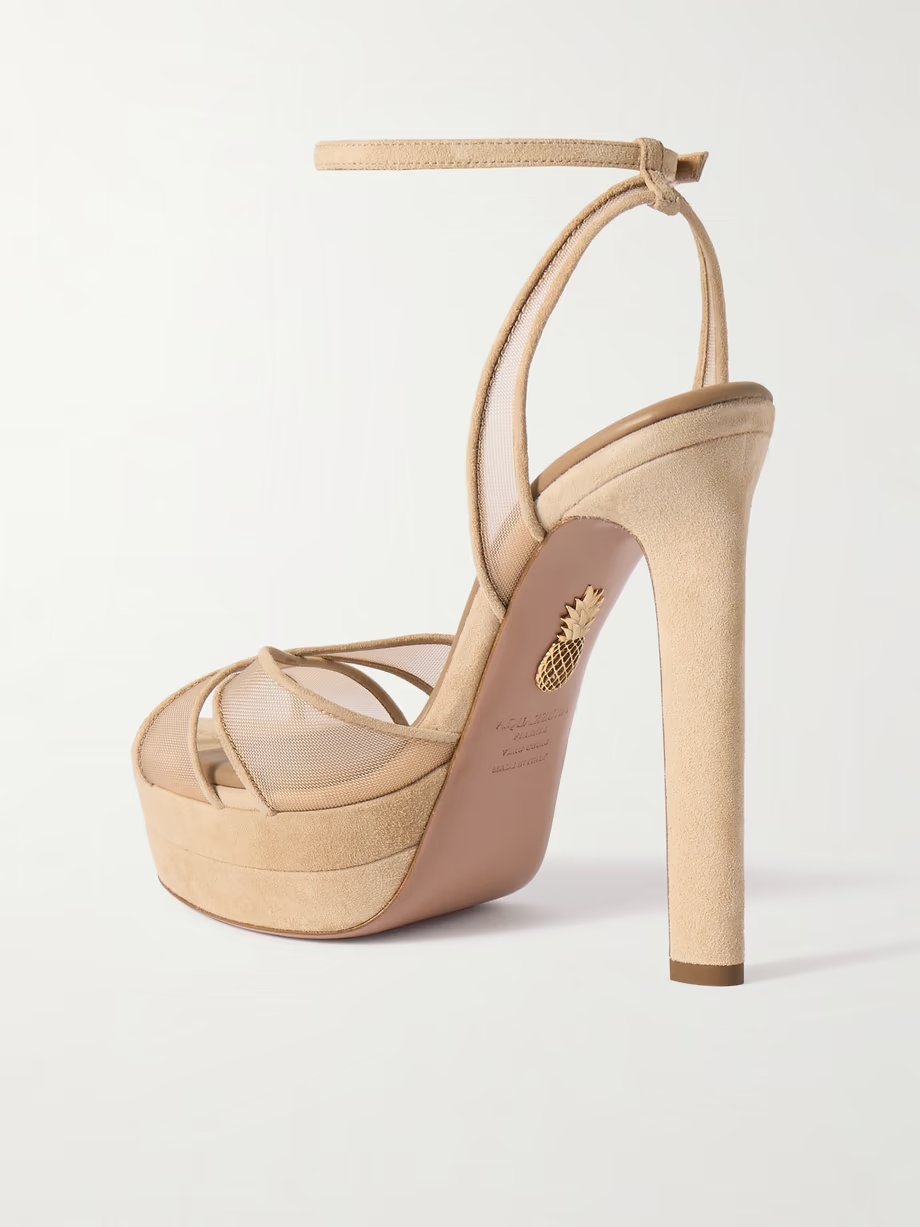 Divine Plateau 130 suede and tulle platform sandals Divine Plateau 130 suede and tulle platform sandals