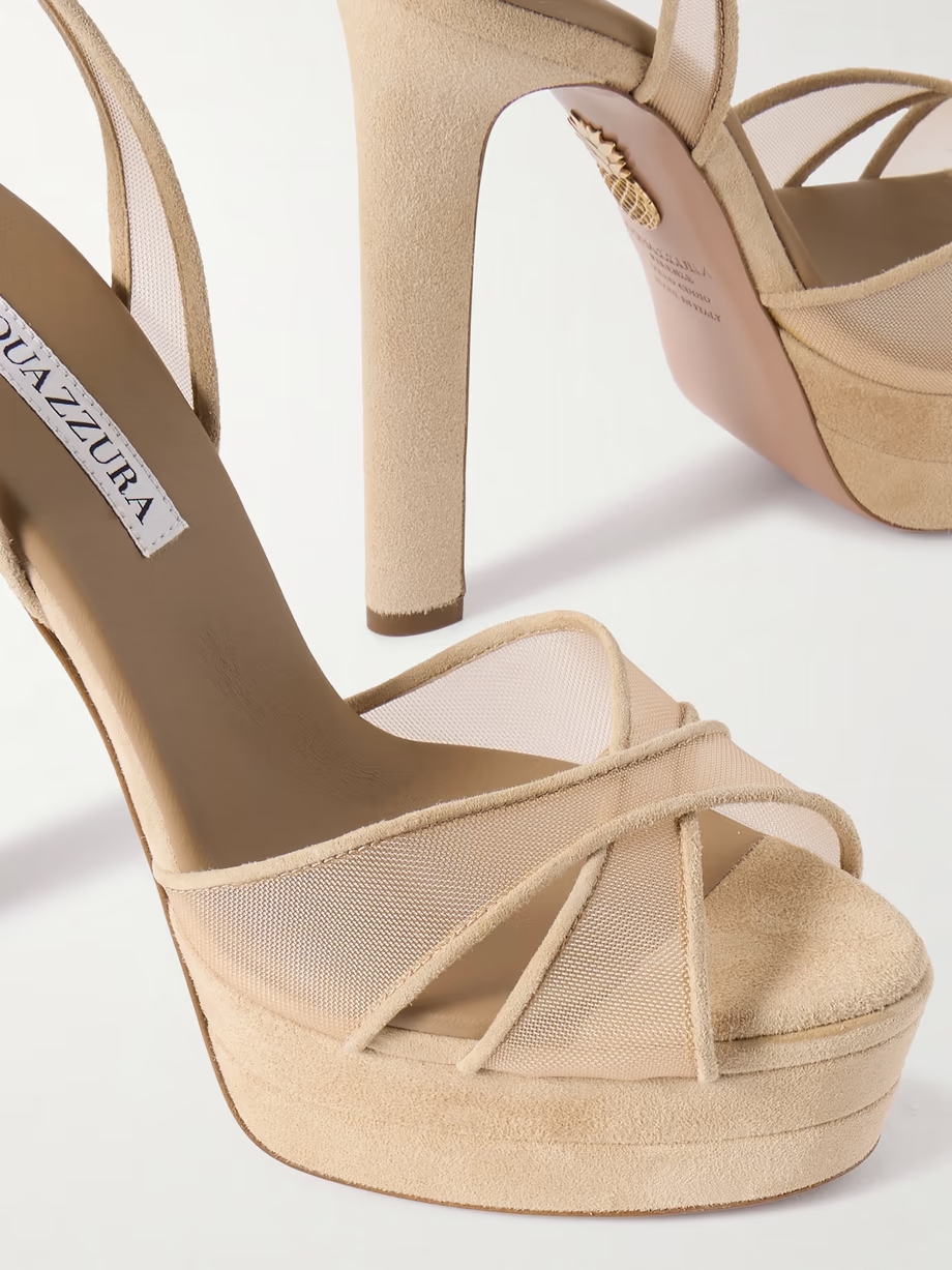 Divine Plateau 130 suede and tulle platform sandals Divine Plateau 130 suede and tulle platform sandals