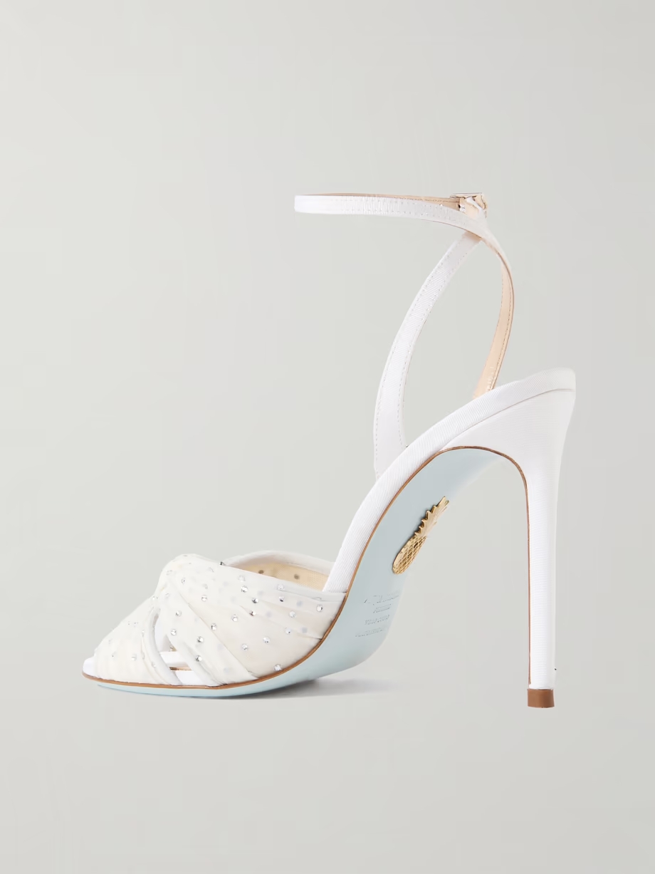 Slow Kisses 105 chiffon-trimmed grosgrain sandals Slow Kisses 105 chiffon-trimmed grosgrain sandals