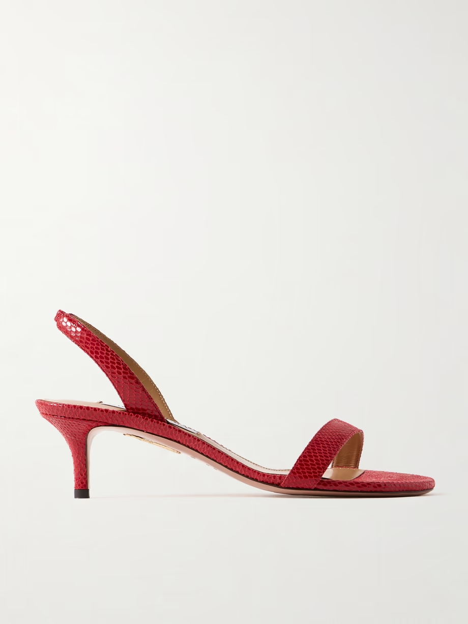 So Nude 50 lizard-effect leather slingback sandals So Nude 50 lizard-effect leather slingback sandals