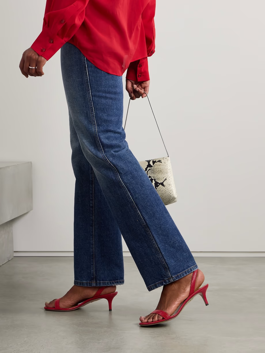 So Nude 50 lizard-effect leather slingback sandals So Nude 50 lizard-effect leather slingback sandals