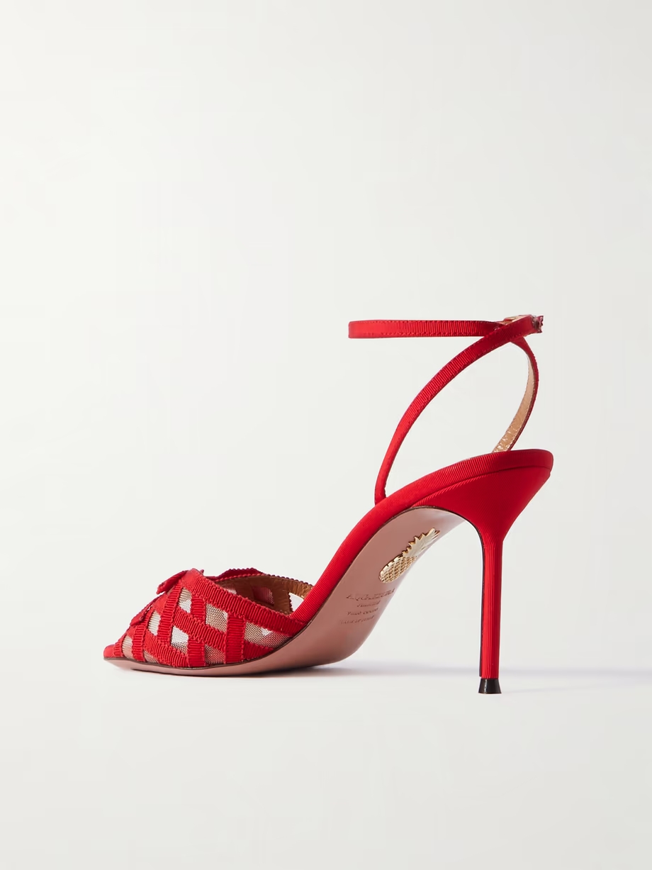 Romance 85 mesh-trimmed grosgrain sandals Romance 85 mesh-trimmed grosgrain sandals