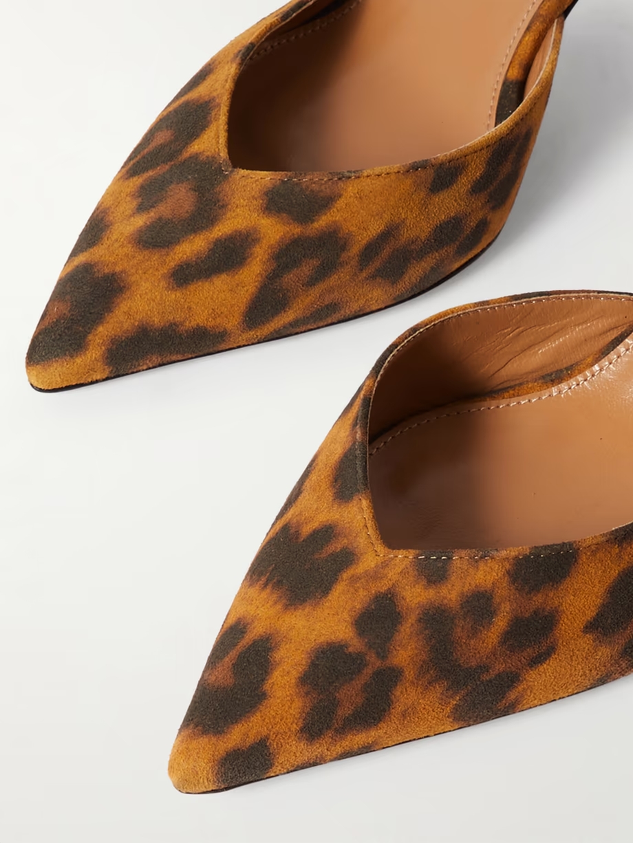 Beyond leather-trimmed leopard-print suede pumps Beyond leather-trimmed leopard-print suede pumps
