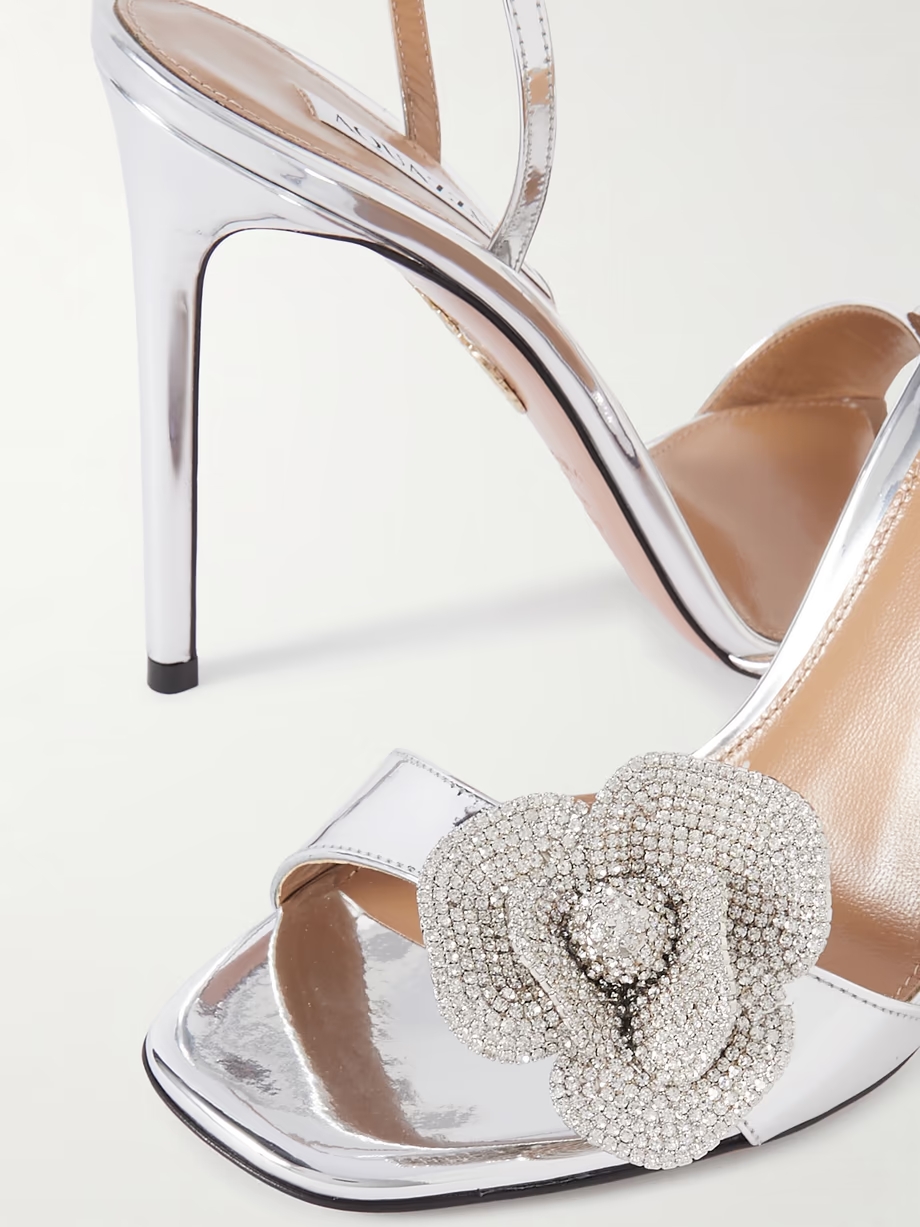 Crystal Orchid 105 appliquéd crystal-embellished mirrored-leather sandals Crystal Orchid 105 appliquéd crystal-embellished mirrored-leather sandals