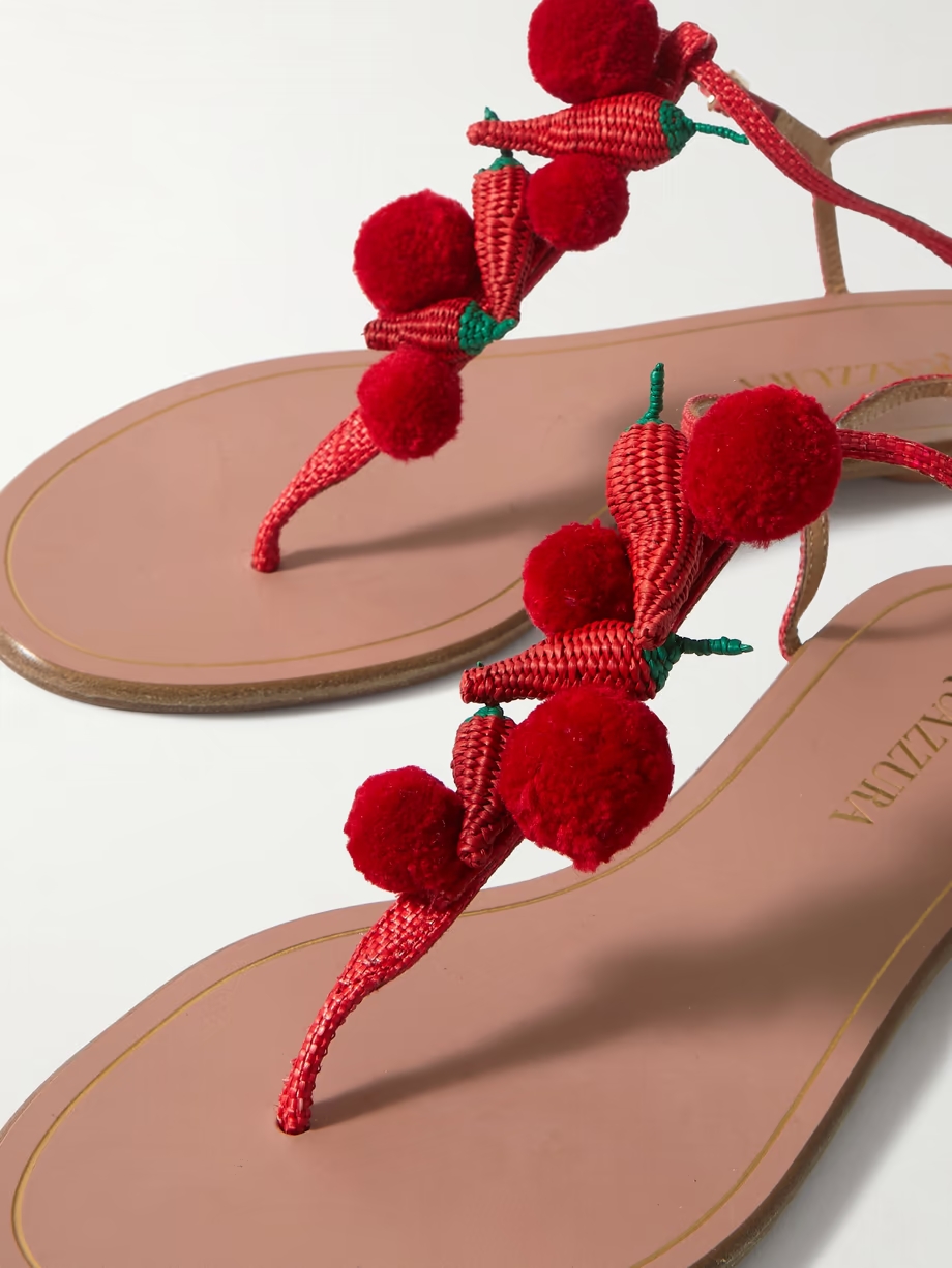 Chilli embellished raffia sandals Chilli embellished raffia sandals
