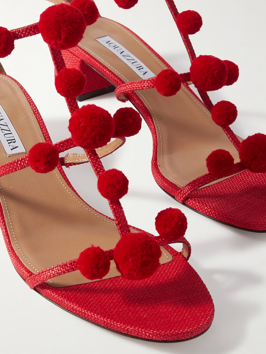 Fiesta 35 pompom-embellished raffia sandals Fiesta 35 pompom-embellished raffia sandals