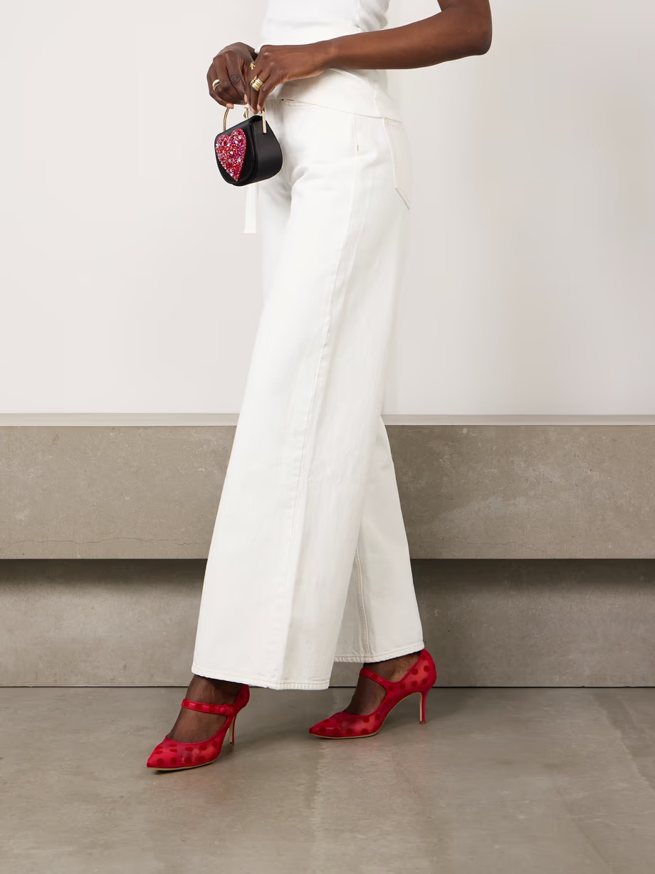 Campari 70 grosgrain-trimmed flocked mesh Mary Jane pumps Campari 70 grosgrain-trimmed flocked mesh Mary Jane pumps