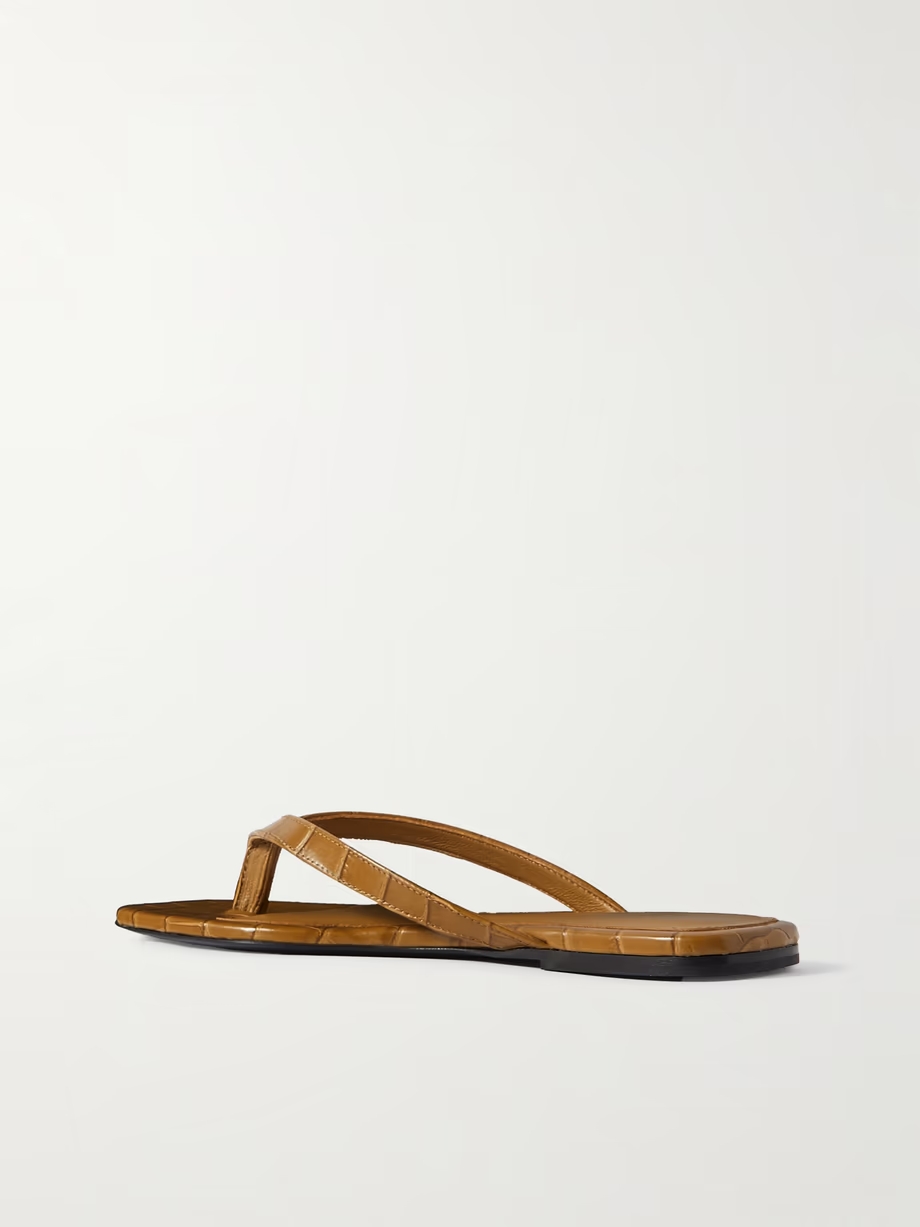 Croc-effect leather flip flops Croc-effect leather flip flops