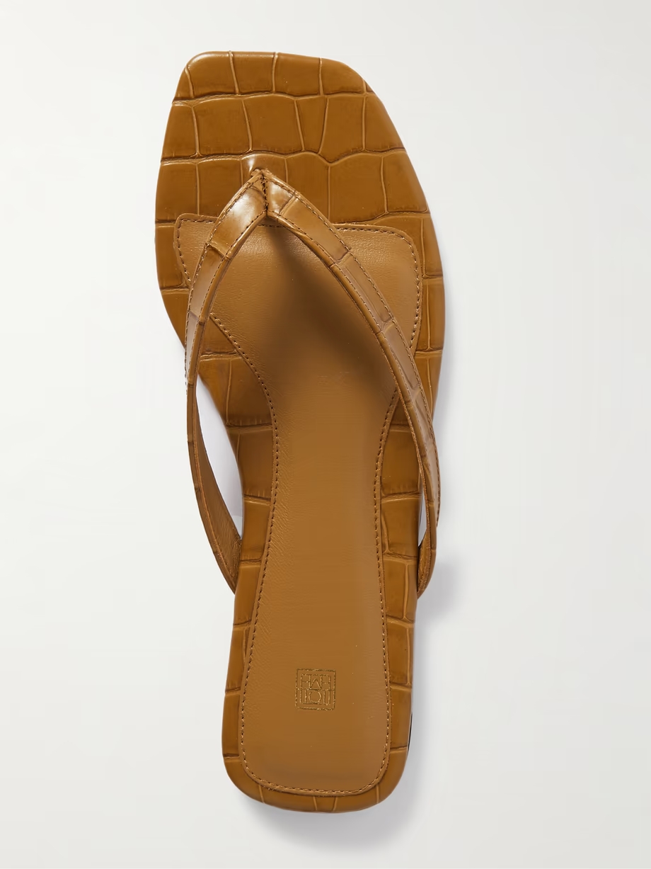 Croc-effect leather flip flops Croc-effect leather flip flops