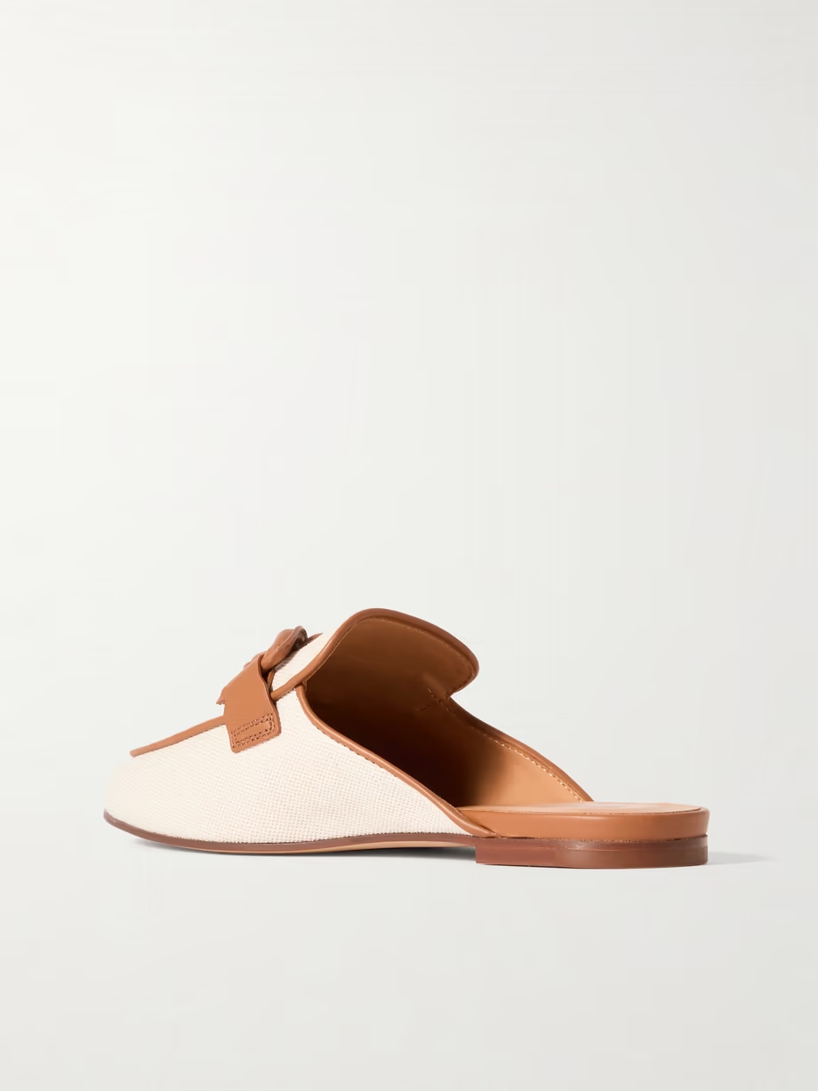 Sabot leather-trimmed canvas slippers Sabot leather-trimmed canvas slippers