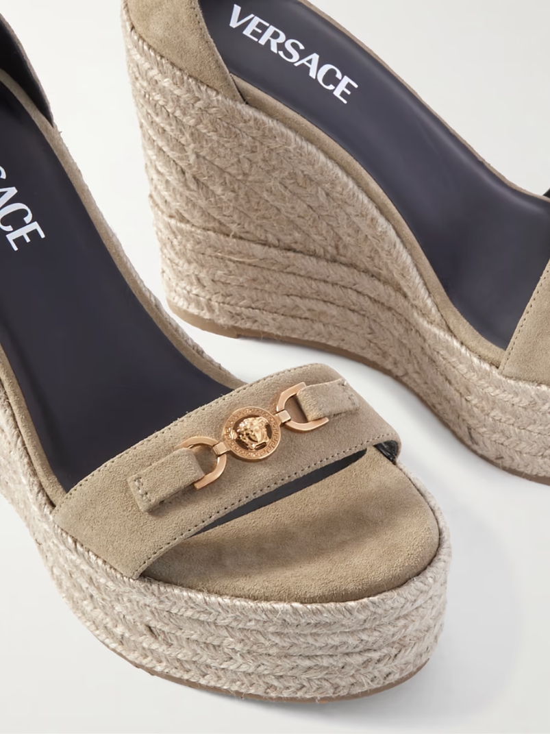 Embellished suede espadrille wedge sandals Embellished suede espadrille wedge sandals