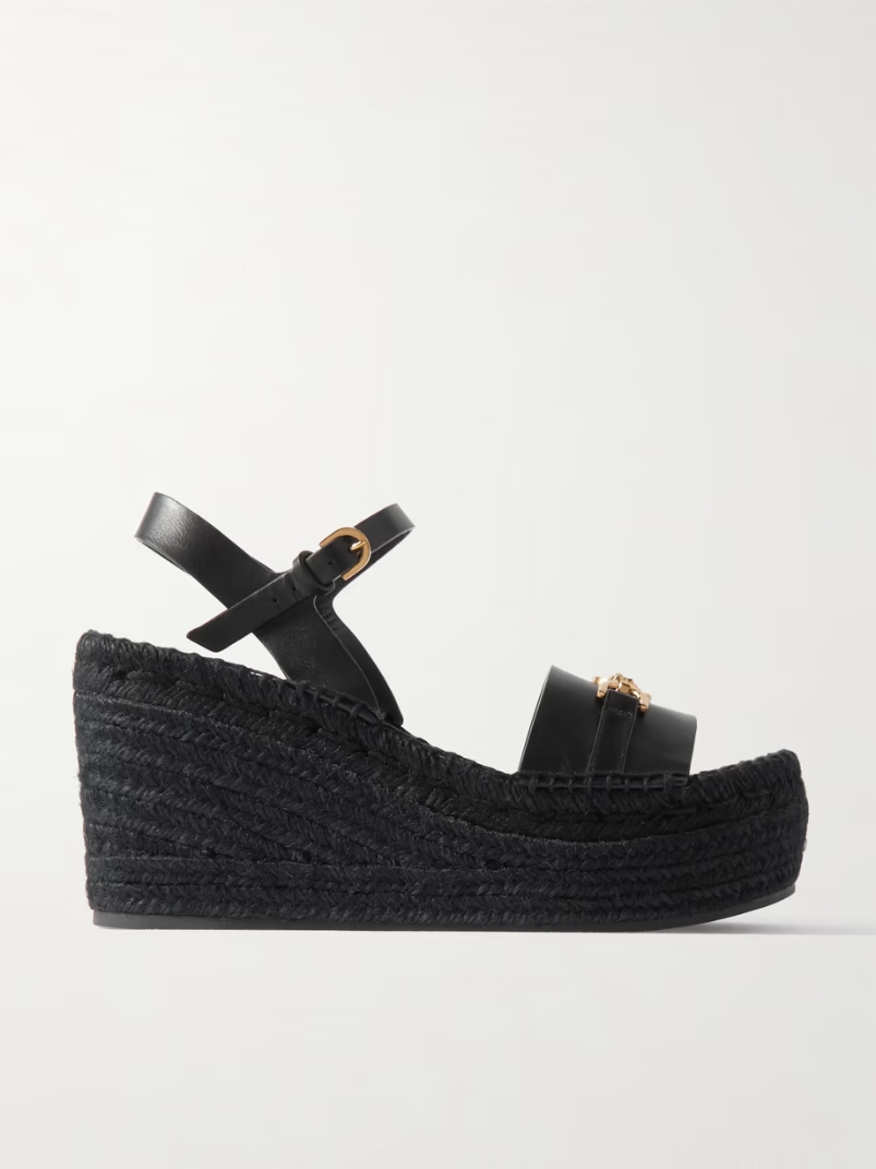 Embellished leather espadrille wedge sandals Embellished leather espadrille wedge sandals