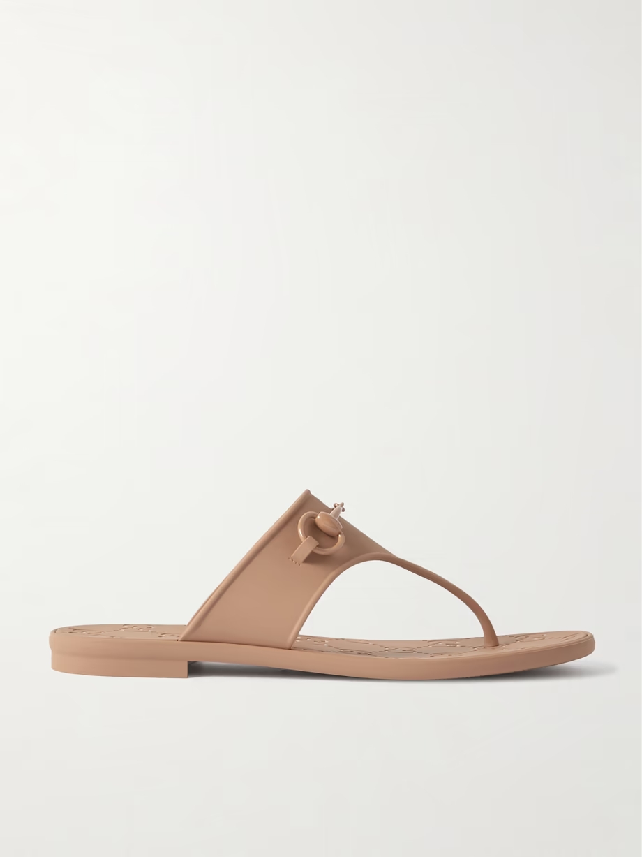 Minorca horsebit-embellished rubber flip flops Minorca horsebit-embellished rubber flip flops