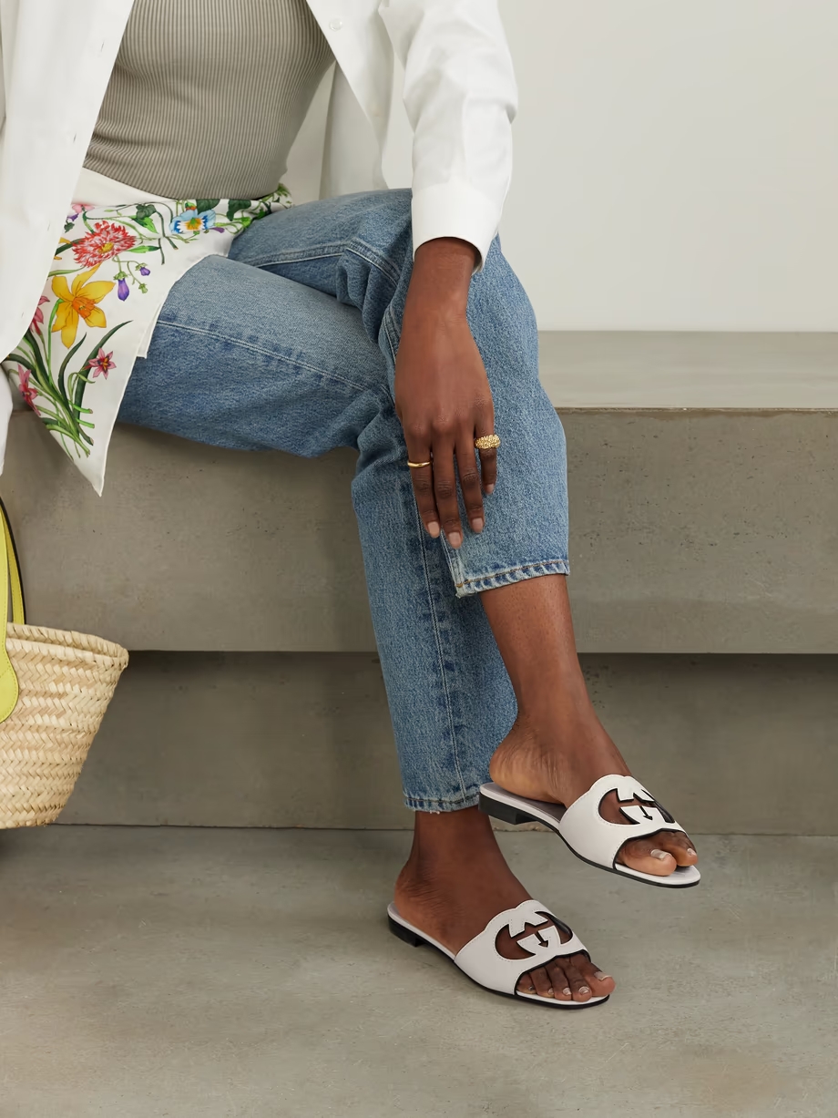 Cutout leather slides