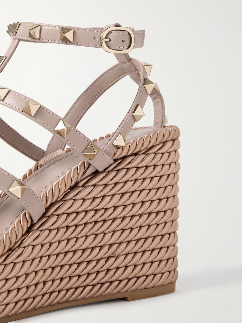 Rockstud Torchon 105 leather espadrille wedge sandals Rockstud Torchon 105 leather espadrille wedge sandals