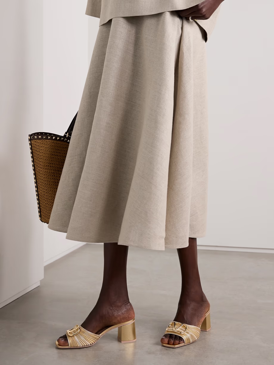 VLOGO 60 embellished metallic leather mules VLOGO 60 embellished metallic leather mules