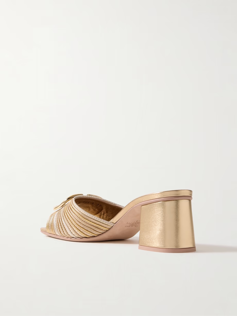VLOGO 60 embellished metallic leather mules VLOGO 60 embellished metallic leather mules