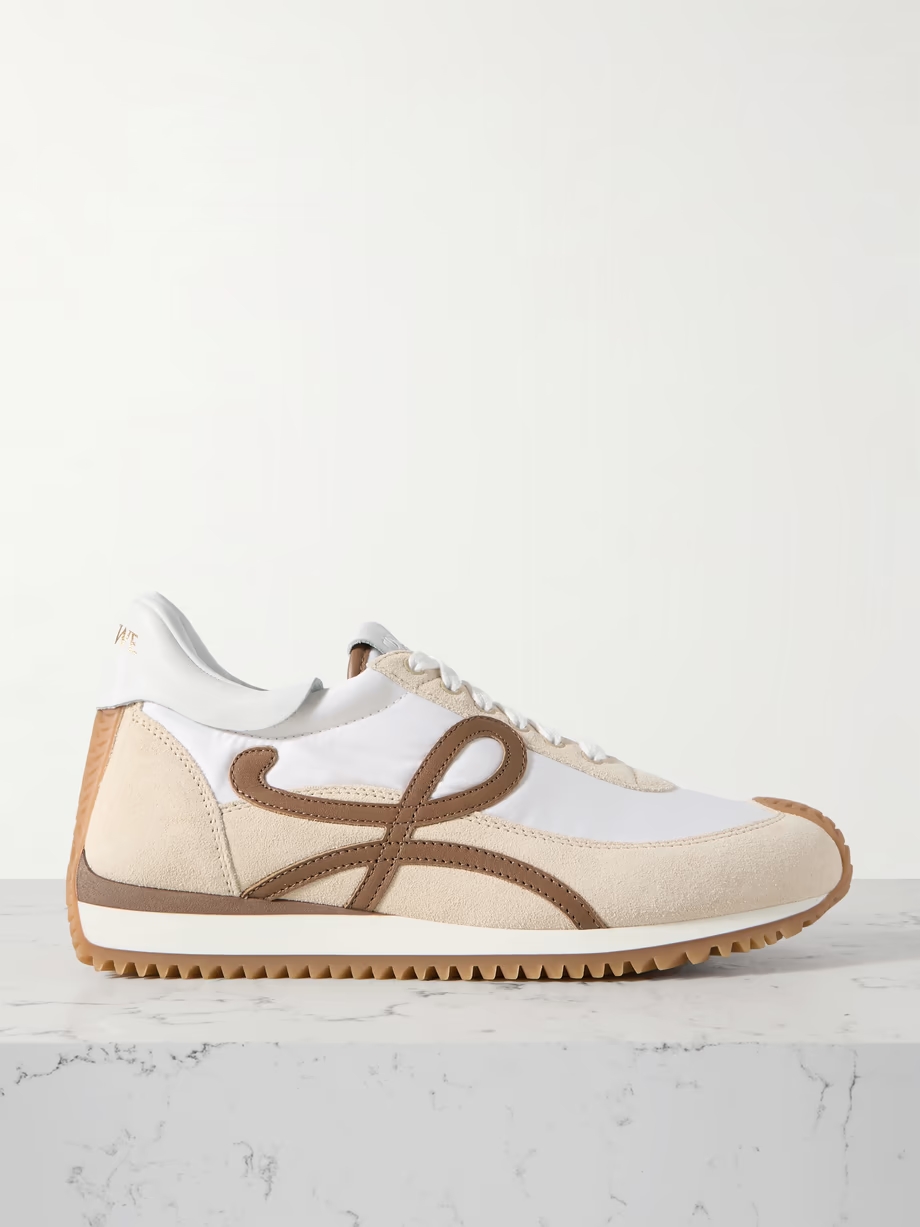 Flow Runner leather-trimmed shell and suede sneakers Flow Runner leather-trimmed shell and suede sneakers