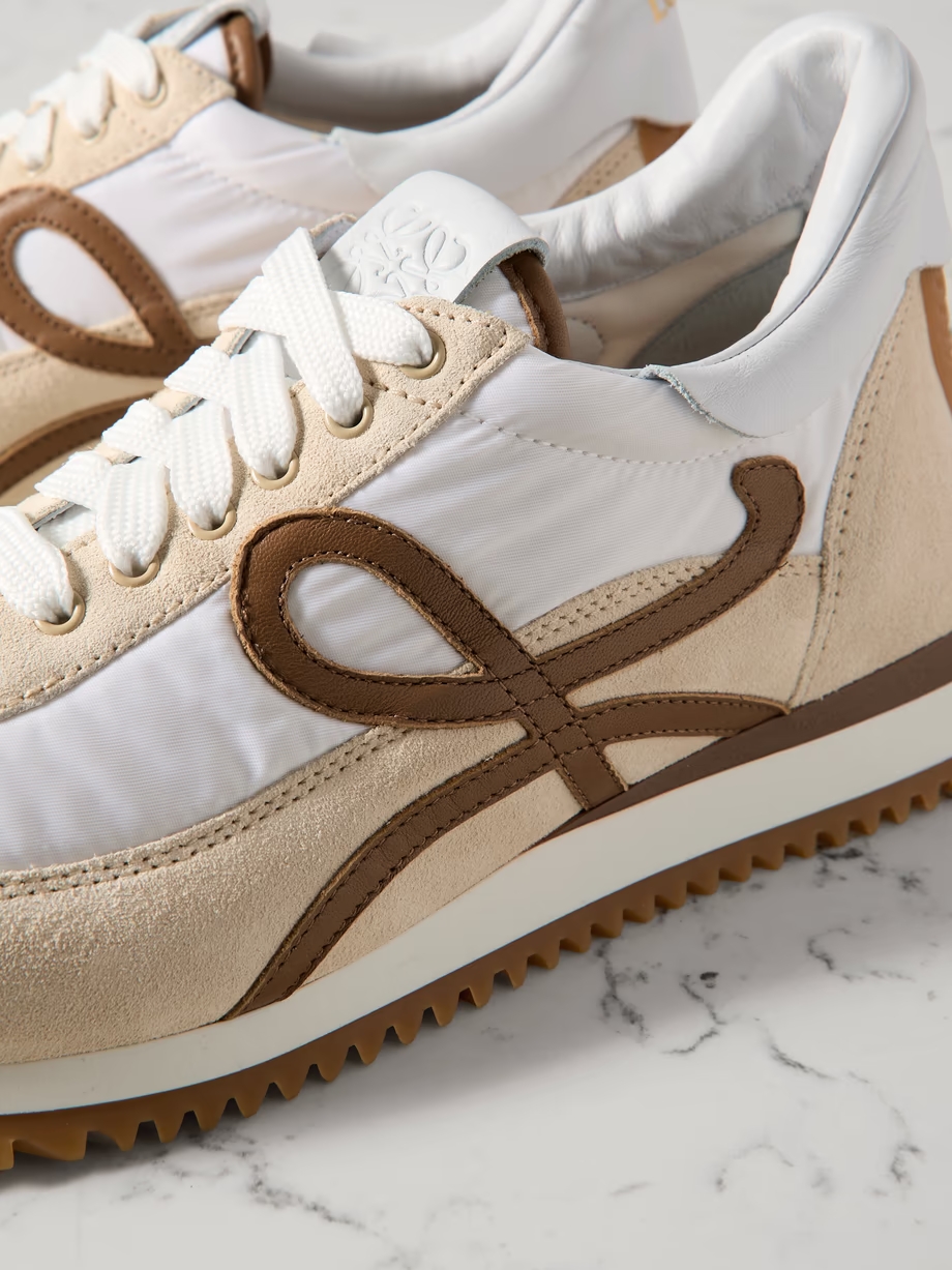 Flow Runner leather-trimmed shell and suede sneakers Flow Runner leather-trimmed shell and suede sneakers