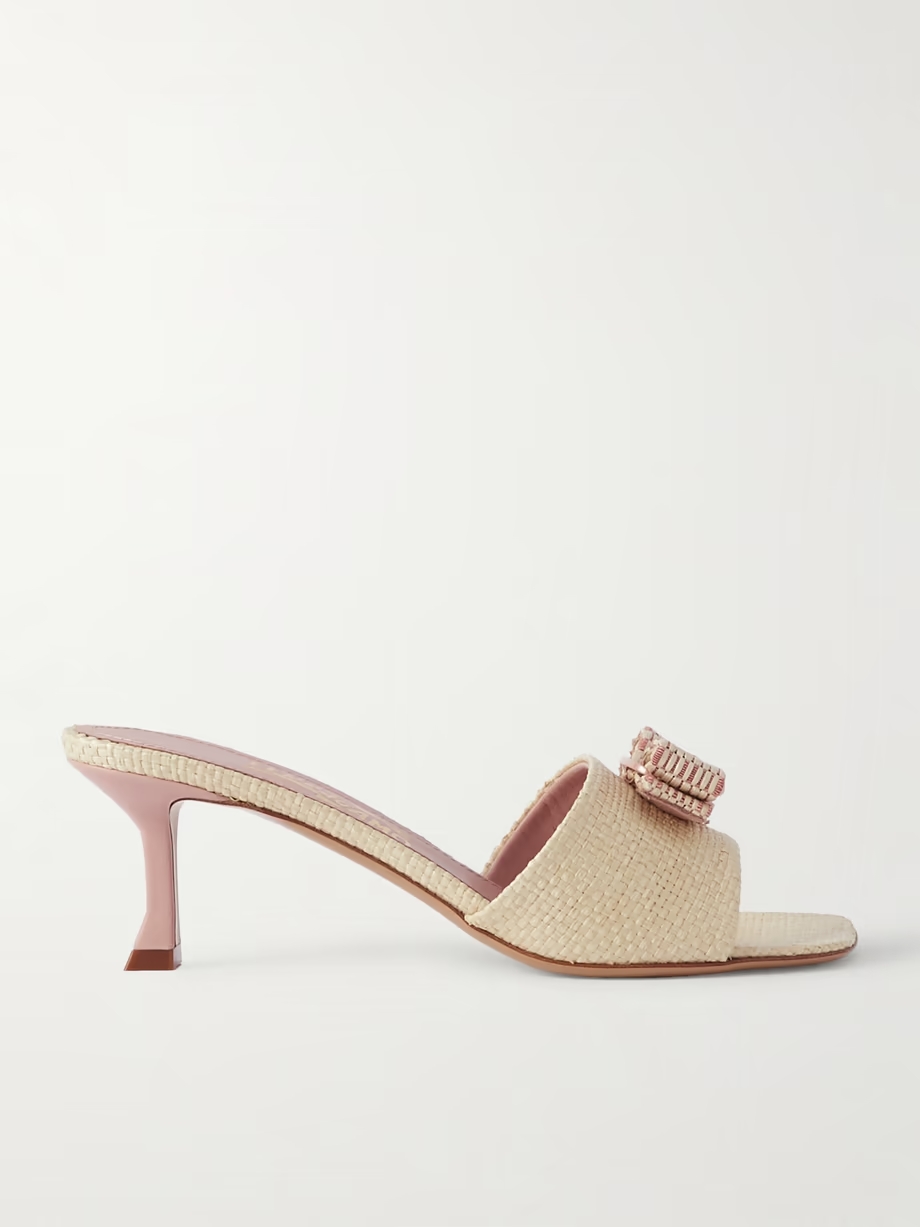 Isaura embellished raffia mules Isaura embellished raffia mules
