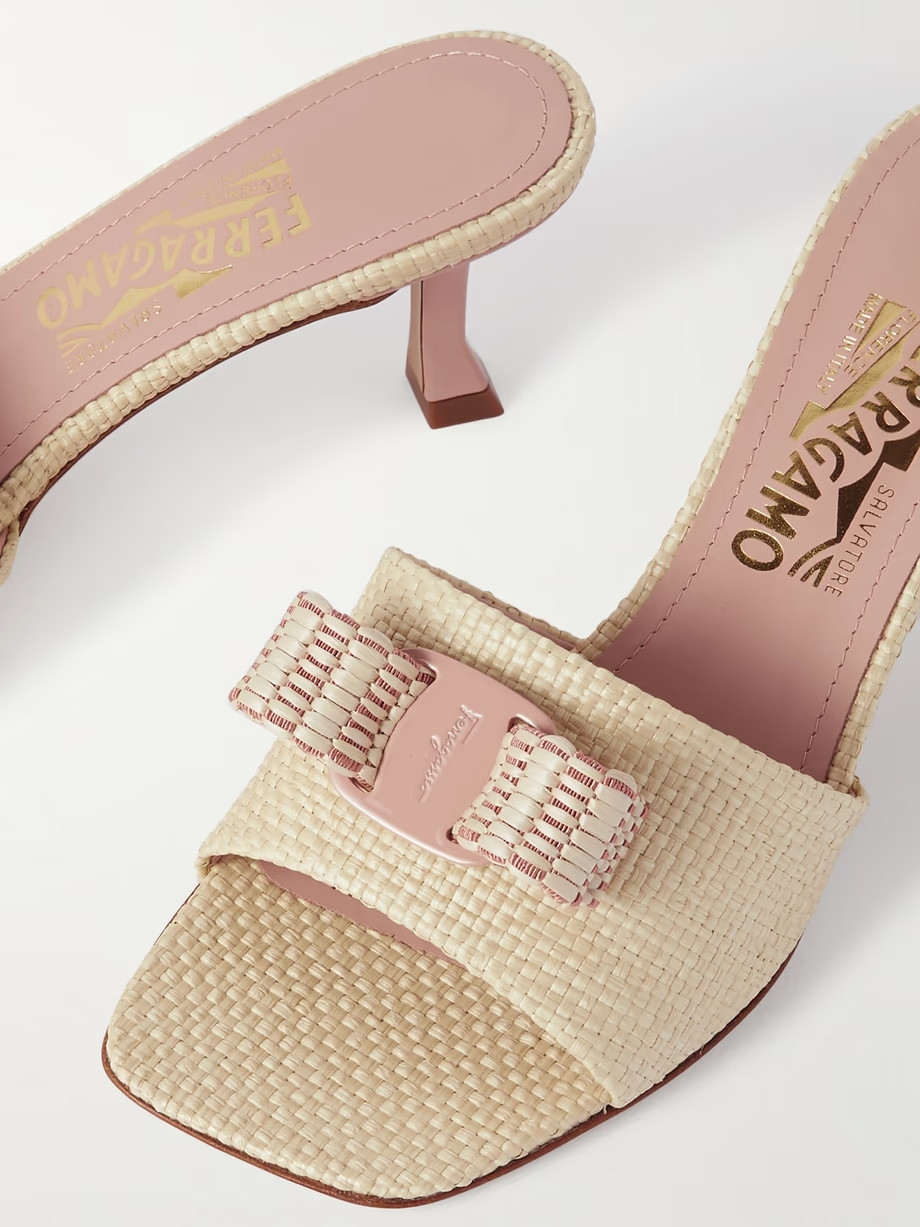 Isaura embellished raffia mules Isaura embellished raffia mules