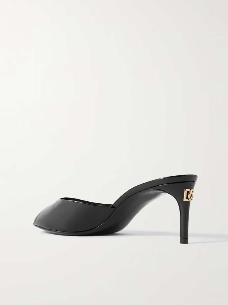 Embellished patent-leather mules Embellished patent-leather mules