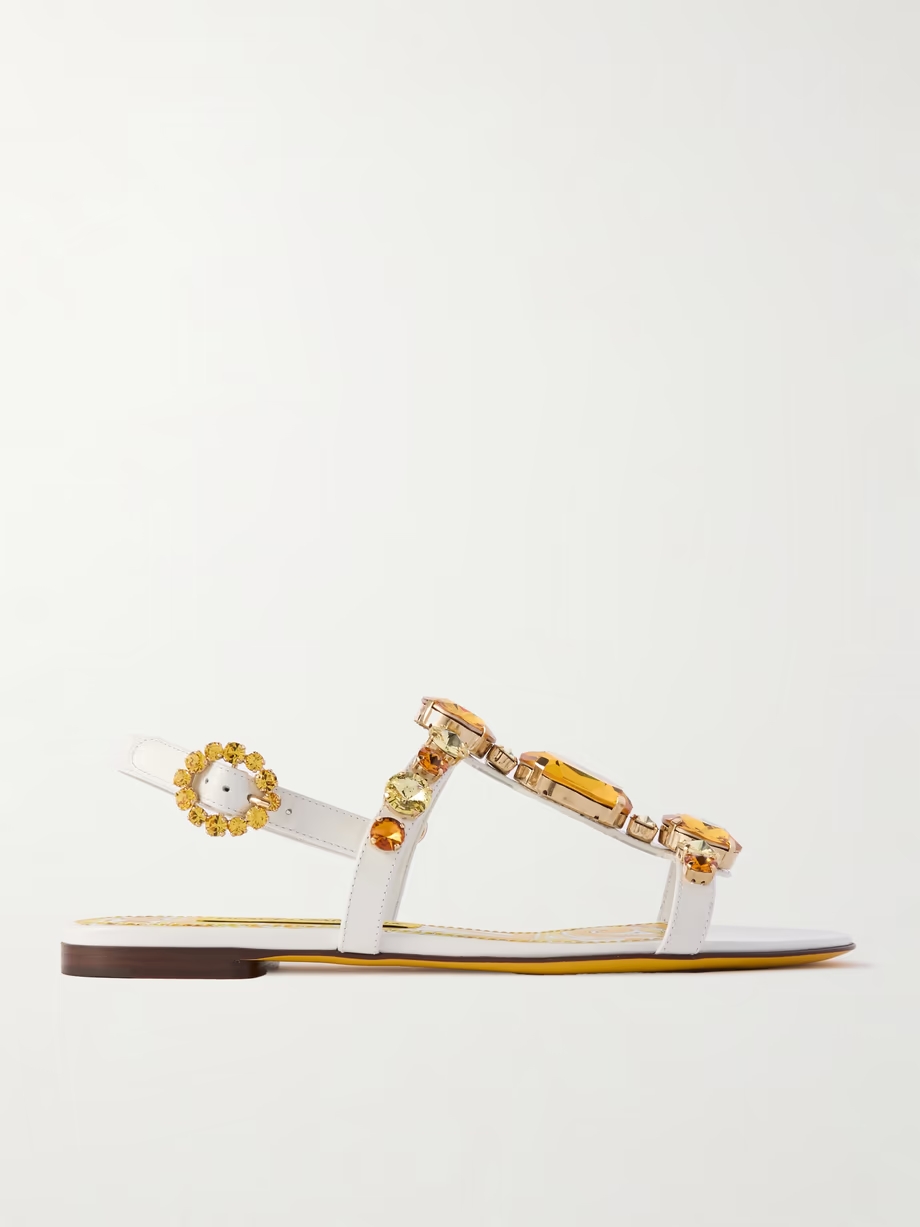 Bianca crystal-embellished patent-leather sandals Bianca crystal-embellished patent-leather sandals