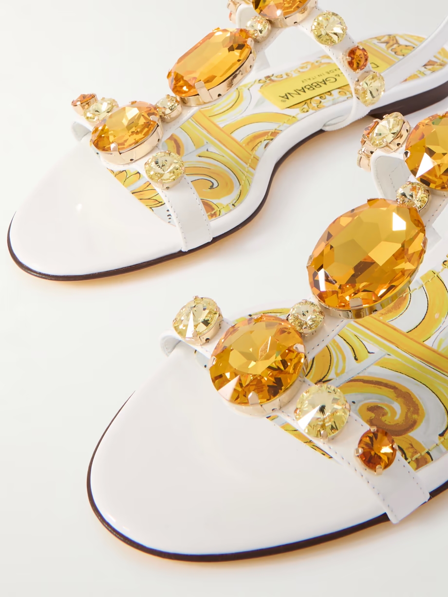 Bianca crystal-embellished patent-leather sandals Bianca crystal-embellished patent-leather sandals