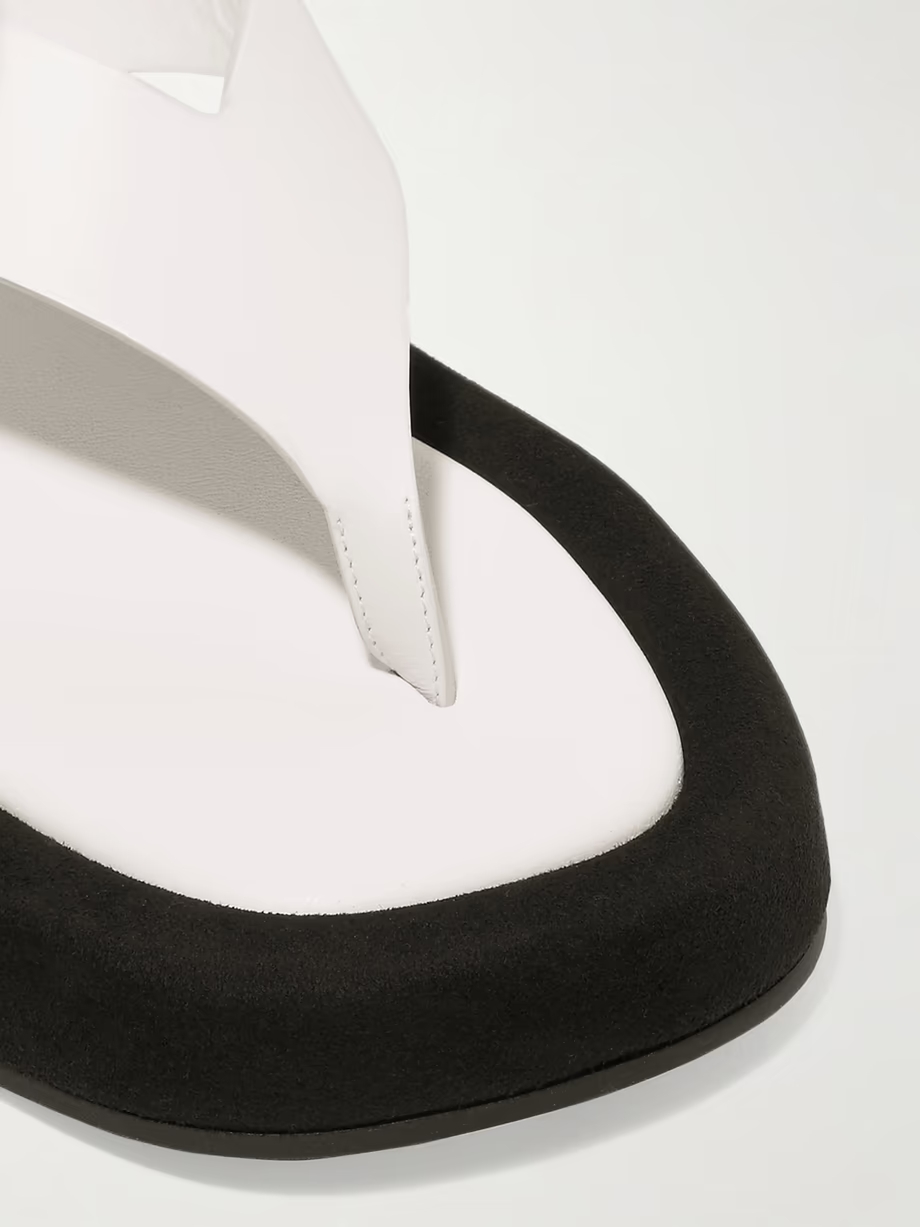 Ginza two-tone leather and suede platform flip flops Ginza two-tone leather and suede platform flip flops