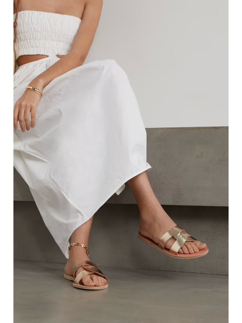 Desmos cutout metallic leather slides