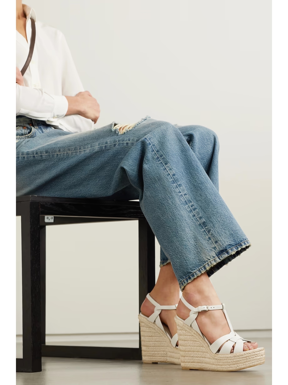 Tribute woven leather espadrille wedge sandals Tribute woven leather espadrille wedge sandals