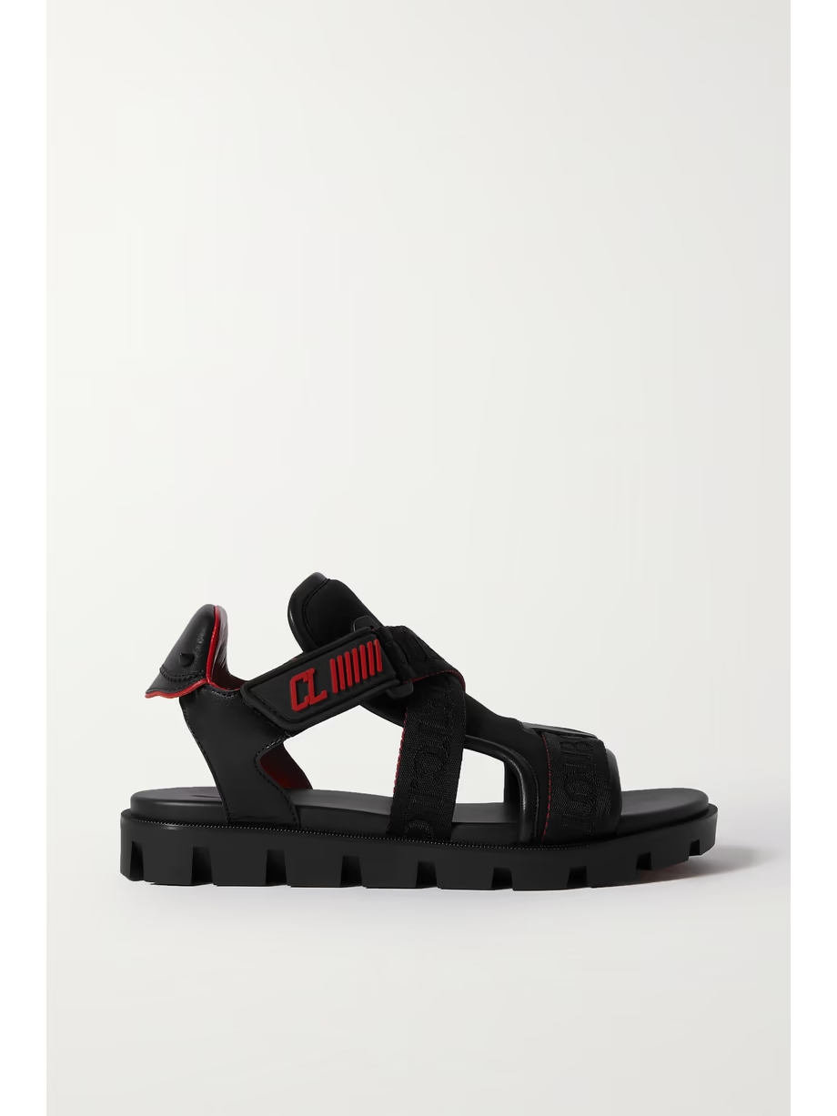 Velcrissimo spiked leather, canvas and rubber sandals Velcrissimo spiked leather, canvas and rubber sandals