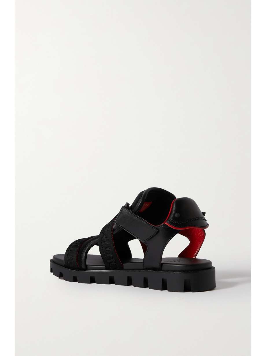 Velcrissimo spiked leather, canvas and rubber sandals Velcrissimo spiked leather, canvas and rubber sandals